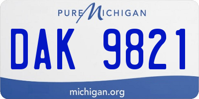 MI license plate DAK9821