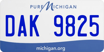 MI license plate DAK9825