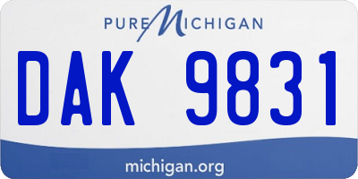 MI license plate DAK9831