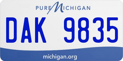 MI license plate DAK9835