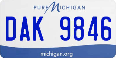 MI license plate DAK9846