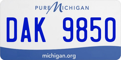 MI license plate DAK9850