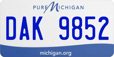 MI license plate DAK9852