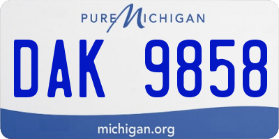 MI license plate DAK9858