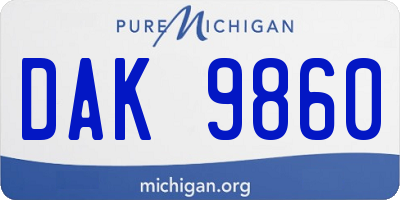MI license plate DAK9860