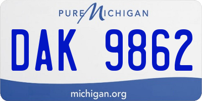 MI license plate DAK9862