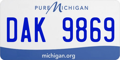 MI license plate DAK9869