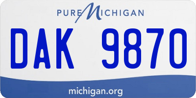 MI license plate DAK9870