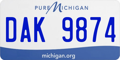 MI license plate DAK9874