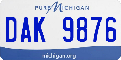 MI license plate DAK9876
