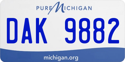 MI license plate DAK9882