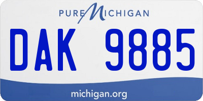 MI license plate DAK9885