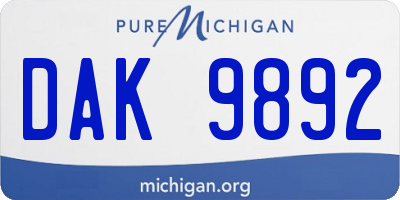 MI license plate DAK9892