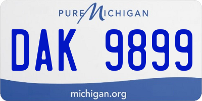 MI license plate DAK9899