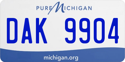 MI license plate DAK9904
