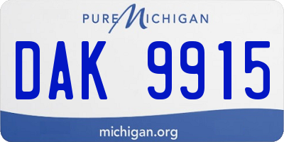 MI license plate DAK9915