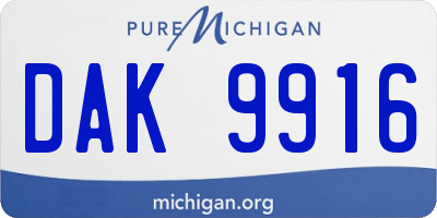 MI license plate DAK9916