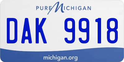 MI license plate DAK9918