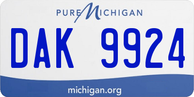 MI license plate DAK9924