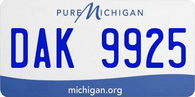 MI license plate DAK9925