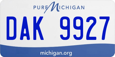 MI license plate DAK9927