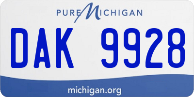 MI license plate DAK9928