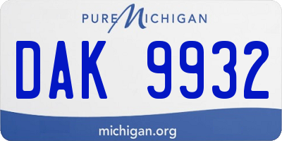 MI license plate DAK9932