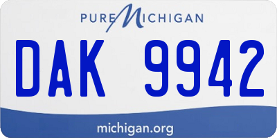 MI license plate DAK9942
