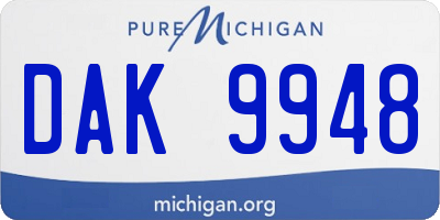 MI license plate DAK9948