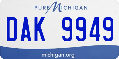 MI license plate DAK9949