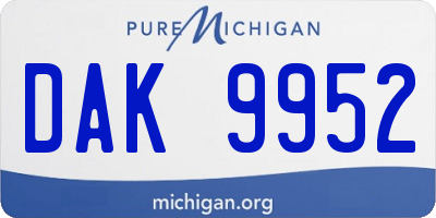 MI license plate DAK9952