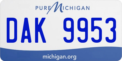 MI license plate DAK9953