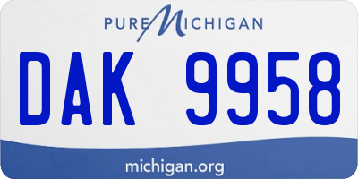 MI license plate DAK9958