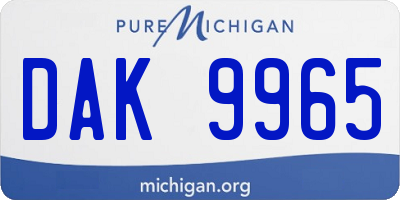 MI license plate DAK9965