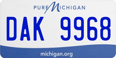 MI license plate DAK9968