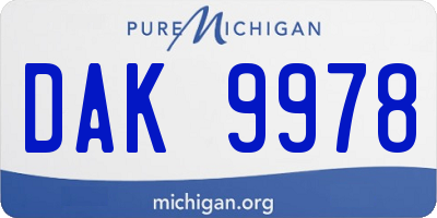 MI license plate DAK9978