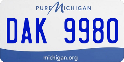 MI license plate DAK9980