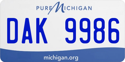 MI license plate DAK9986
