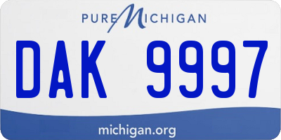 MI license plate DAK9997