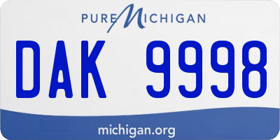 MI license plate DAK9998