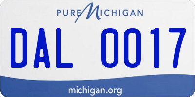 MI license plate DAL0017