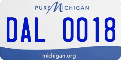 MI license plate DAL0018