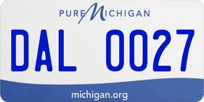 MI license plate DAL0027