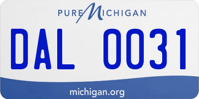 MI license plate DAL0031