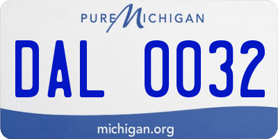 MI license plate DAL0032