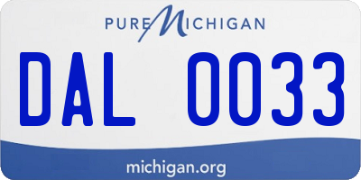 MI license plate DAL0033