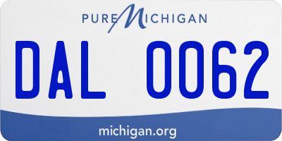 MI license plate DAL0062
