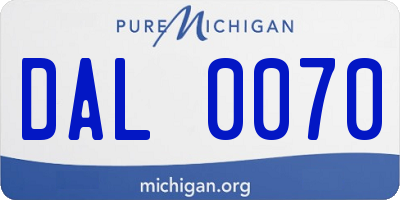MI license plate DAL0070