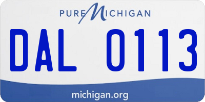 MI license plate DAL0113