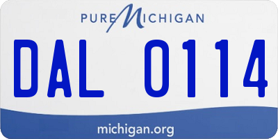 MI license plate DAL0114